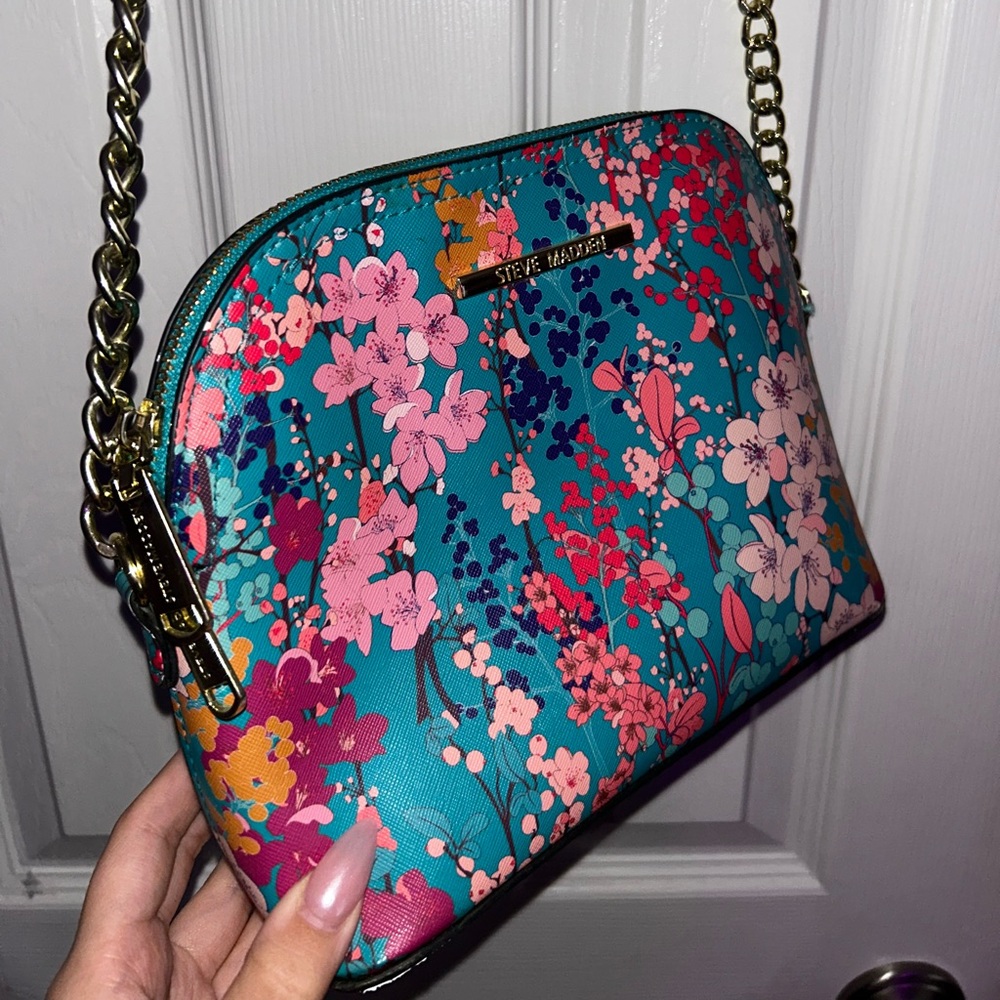 Steve Madden Teal and Pink Floral Crossbody Bag